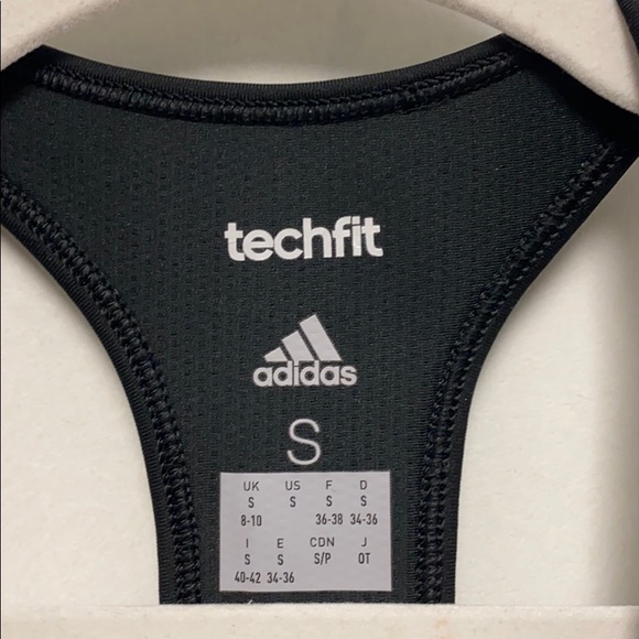 NICE ADIDAS CLIMALITE TECHFIT BLACK SPORT BRA! - Picture 2 of 5